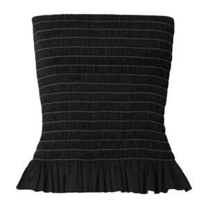 ATM Anthony Thomas Melillo Lightweight Black Shirred Cotton Poplin Bustier Top